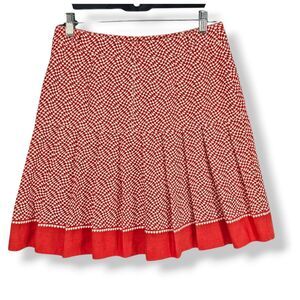 Oscar de la Renta Neiman Marcus Red White Textured Cotton Skirt Italy Size 8